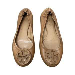 Tory Burch Reva Tumbled Leather Ballet Flats Size 8.5